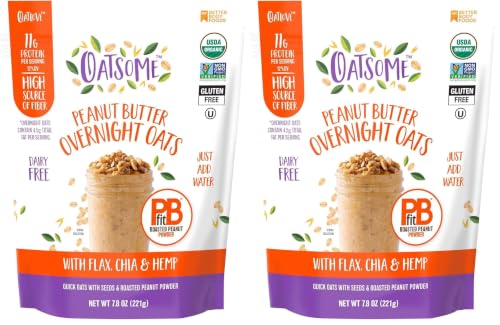 Image of Oatsome PBfit Overnight Oats 7.8 Oz, Peanut Butter, 11g Protein, Fiber (Pack of 2)