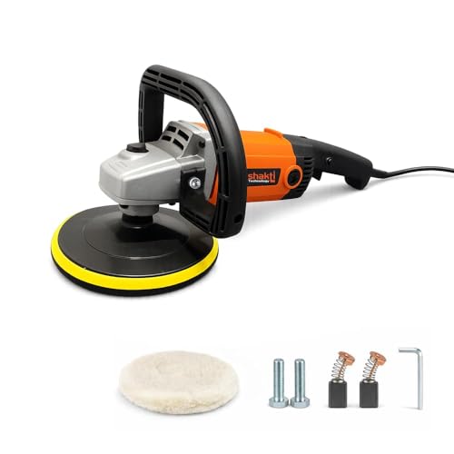 Image of Shakti Technology RP-180 Electric Car Polisher, 1200W High Power, Variable Speed 500-3000 RPM With 7-Inch (180mm) Wheel Size, Ergonomic Handle, Complete Car Polishing Kit