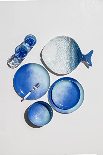 Tarhong Oceanic Ombre Salad Plates, 8.5", Blue Ombre, Pure Melamine, Shaterproof, Indoor/Outdoor, Set Of 6 #TOP2