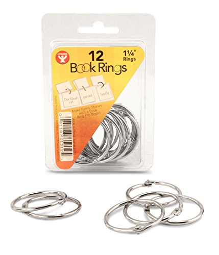 Hygloss Products Book Rings – 1-1/4 Inch Silver Steel Metal Binder Rings, 12 Pack