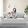 YSTELLAA Copridivano 3 Posti Con Braccioli, Elasticizzati Jacquard Copridivani, Universale Antiscivolo Sofa Cover, Moderno, Lavabili, Antimacchia, Sliver Grigio