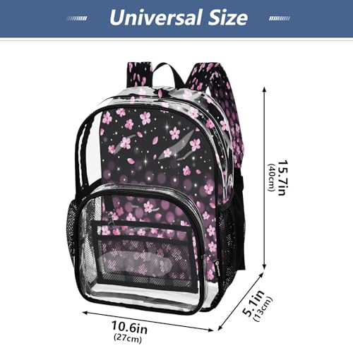 Clear Backpack for School Cherry Blossoms Transparent Bookbag for Girls See Through PVC Boy Backpacks4