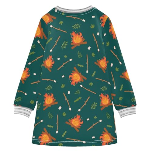 Fire Marshmallow Girls Dresses Long Sleeve Sweatshirt Dress for Girls Winter Toddler Casual A Line Dresses Size 2-8T2