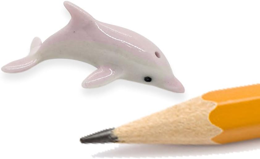 WitnyStore Tiny 1¼" White Pink Curved Dolphin Figurine - Miniature Hand Made Ceramic Dolphins Porpoises Whales Marine Mammal Aquatic Sea Animal Fish Porcelain Decorative Collectible Figure Décor Gifts image 5