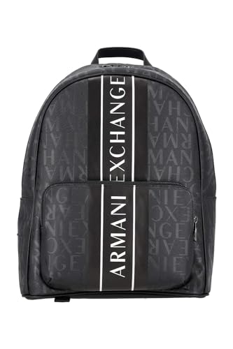 Armani Exchange A｜X Men's All Over Logo Backpack, Black/Black-Black/Black, One Size