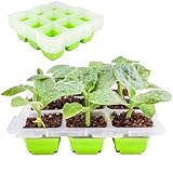 Cesnleoik Seed Starter Tray Reusable, 4 Pack Growing Trays with Drain Holes & 9 Flexible Pop-Out Cells Garden Supplies Indoor Plant Propagation Kit Microgreen Seed Starting Germination Tray