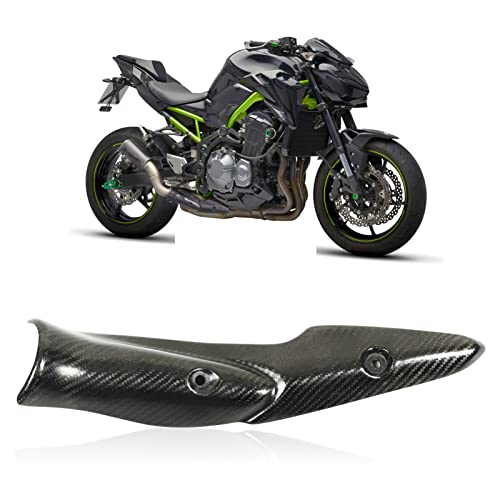Aramox Tubo de Enlace Medio de Escape Escudo Térmico, Tubo de Enlace Medio de Escape de Motocicleta Escudo Térmico Protector de Tubo de Fibra de Carbono para Z900 2017‑2019