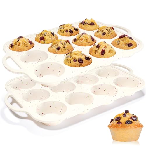 Silicone Muffin Pans for Baking with Metal Framed, BPA Free, Standard