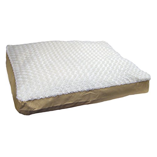Image of Furhaven Pillow Dog Bed for Medium /Small Dogs w / Removable Washable Cover - Ultra Plush Faux Fur & Suede Mattress - Cream, Medium