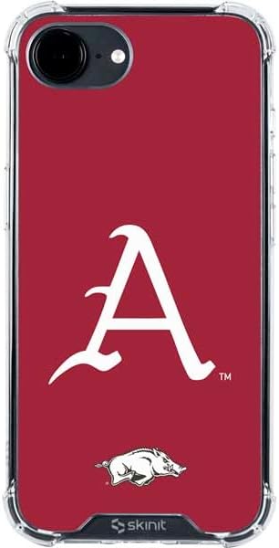 Skinit Clear Phone Case Compatible with iPhone 16e - Officially Licensed University of Arkansas-Fayetteville Razorbacks Red Logo Design