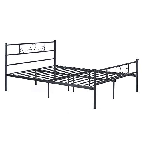 Waker Full Metal Bed Frame with Headboard Footboard Storage No Box Spring Needed Platform Bed Mattress Foundation for Kids Teens Adults