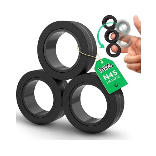 BunMo Adult Easter Basket Stuffers – Fidget Rings – Black Magnetic Rings – Improved N45 Magnets, BPA-Free – Quiet Fidget Toy for Adults & Teens – Boys Easter Basket Stuffers