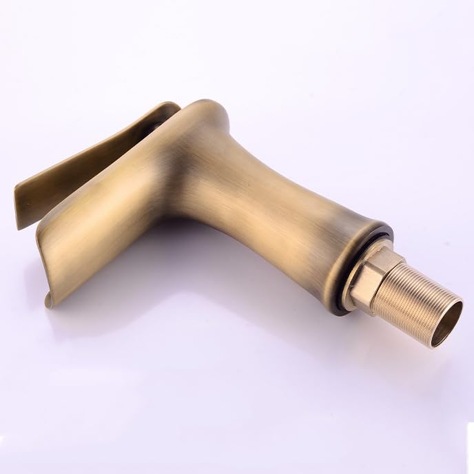 Rubinetti Vintage per Bagno Miscelatore Lavabo Lavandino Bagno Cascata Miscelatore Monocomando Acqua Calda Fredda, Nero + Cromo