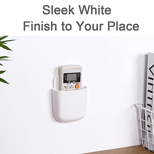 Hikinlichi 5 Pack Adhesive Remote Control Holder Media Player Controller Holder Storage Case Caddy Wall Mounted Remote Organizer Box Tray Home Office Desk Nightstand Stationery Supplies Phone,White thumb #8