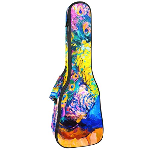 Sac à dos robuste pour ukulélé de concert soprano rembourré 10 mm paon