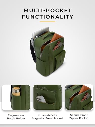 Image of EUME Nexa Backpack Bag For Man | 2 Large Compartment office Laptop Backpack | Fits Up to 15.6 inch Laptop | Vegan Leather | Travel Bag | Laptop Backpack For Men and Women