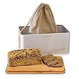 🧅 DAS GEWISSE EXTRA AN PLATZ Der Brotkasten hat die Maße 33 cm x 21 cm x 16 cm. Somit bietet er sehr viel Platz für jede Art von Brot oder Backwaren, ist aber auch für Gemüse und Obst geeignet. Allein im Leinensack finden mehr als ein Dutzend Brötchen Platz. Der robuste Brotkasten hat die für handelsüblichen Brote optimale Größe und ist zugleich platzsparend.
