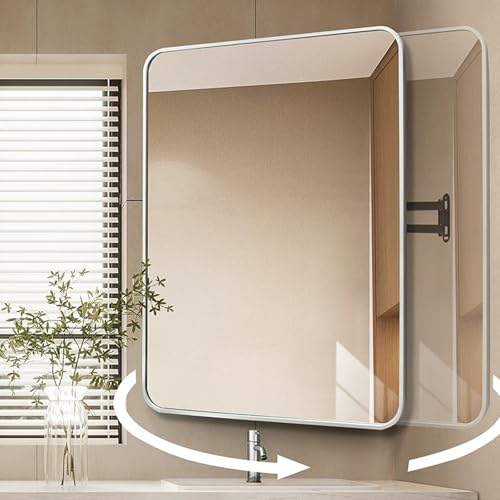 Miroir mural salle de bain pivotant résolvant le manque de visibilité