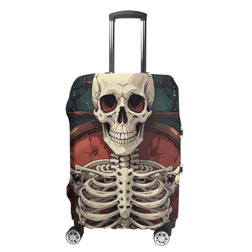 Skeleton Reading Luggage Cover, Washable Elastic Suitcase Cover Protector Fit 18-32 Inch Luggage