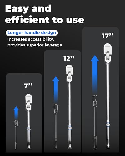 Image of toolant 1 /4 inch Drive Flex Head Ratchet Wrenches, 90 Tooth Compact Flex Head Socket Ratchet Wrench, 7 Inch Length