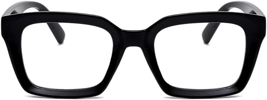 Street Knitted Thick Chunky Square Frame Shades for Men Women Retro Rectangle Trendy Unisex Hip Hop Y2K Retro Simple Designer Glasses Clear Lens Fashion Non-prescription Classic Black Eyeglasses - Image 4