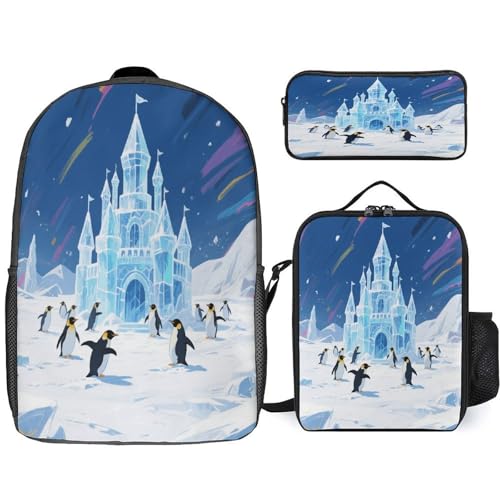Snow World 3pcs Lightweight Travel Backpack Printed Backpack With Lunch Pack Storage Box Case