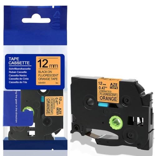 xv^[f12mm݊xe[vTZE631 TZE231 TZE131 PTH110 PTP710BT PTD200 PTD210 PTH100œ(Fluorescent Orange)