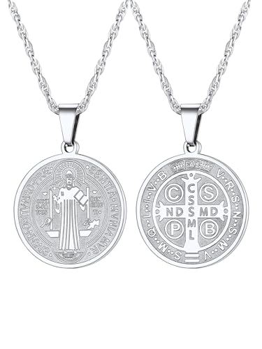 St Benedict Medals Saint Benedict Cross San Benito Medalla Religious Medal Catholic Jewelry Stainless Steel Men Women Necklace