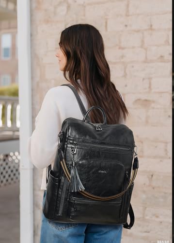 Image of Shrrie Vegan Leather Laptop Backpack for Women 15.6 inch Work Backpack Fashion Travel Backpack Purse for Business College