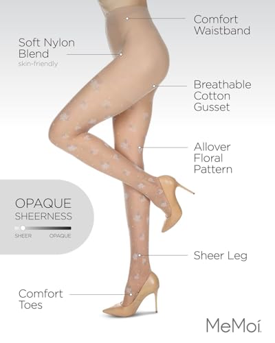 MeMoi Posy Patch Opaque Floral Tights3