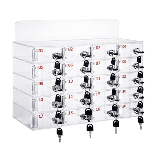 Mobile Phone Storage Locker Box with Lock - 25 Slots Clear Cell Phone Locker for Classroom, Office, and Gym - Ideal for Exam Settings