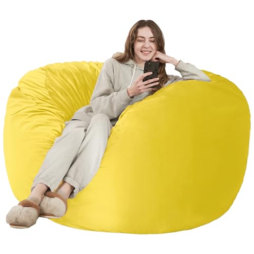 Image of HABUTWAY Bean Bag Chair: Giant 5' Memory Foam Furniture Bean Bag Chairs for Adults with Microfiber Cover 5Ft(Mustard)