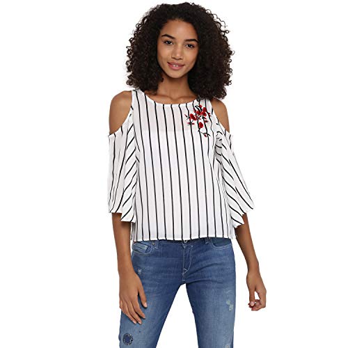 Image of Harpa Boat Neck Vertical Stripes Top