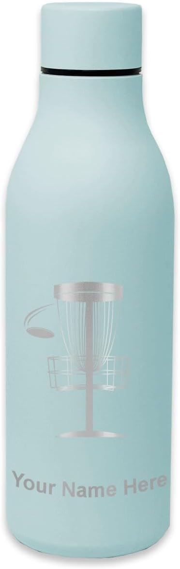 LaserGram Double Wall Stainless Steel Water Bottle, Disc Golf, Personalized Engraving Included