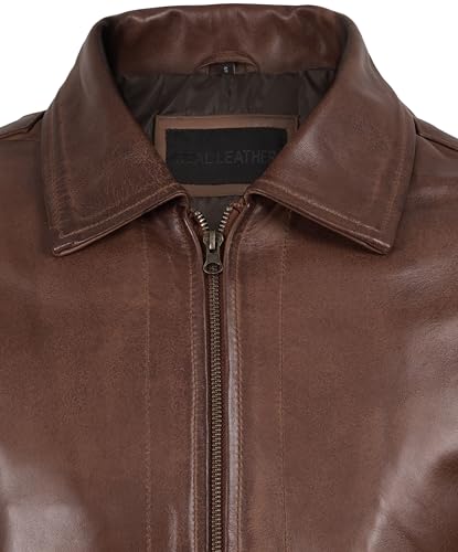 Image of fjackets Men's Real Lambskin Leather Jacket - Shirt-Collar Moto Biker Style Year-Round Wear