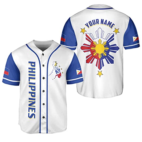 Leeprints Personalized Philippines Baseball Jersey, Filipino Flag Baseball Jersey, Philippines Shirts, Philippines Flag Shirt miniatura 1