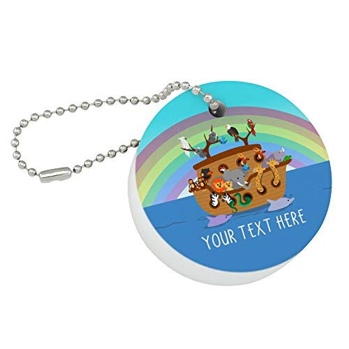 Graphics and More Personalized Custom 1 Line Noah s Ark with Rainbow Floating Keychain Round Foam Fishing Boat Buoy Key Float