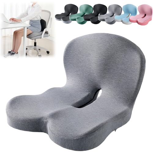 Cuscino di supporto lombare – Cuscino ergonomico in memory foam per sedia da ufficio e auto, fornisce supporto ortopedico per schienale e sedile