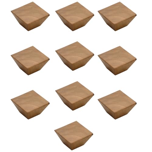 Image of 2 Piece Solid Teak Wood Square Drawer Knob| Wooden Cabinet & Wardrobe Door Handle | Natural Finish Geometric Furniture Knob for Cupboard, Kitchen Drawer & Dresser Hardware - 2 Inch