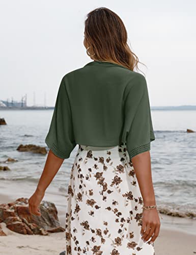 Image of Totatuit Women's Short Sleeve Bolero Shrug for Dresses Open Front Knit Cropped Cardigan Loose Sheer Cardigan Sweater