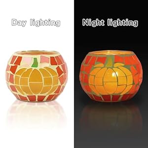 Analim 4 pcs thanksgiving pumpkin candle holders pumpkin mosaic glass tealight candle holders decorative fall table centerpiece thanksgiving decorations  urban country home decor