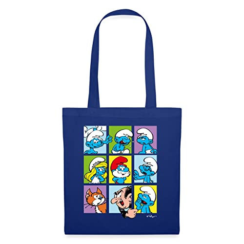 Spreadshirt® Les Schtroumpfs Personnages Cadeau Smurfs Sac en Tissu, Bleu Royal