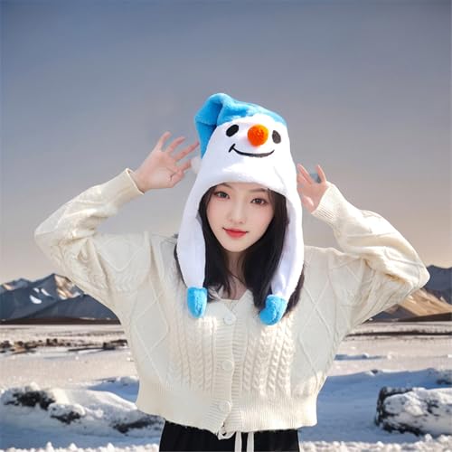Chapeau de Noël bonhomme de neige peluche avec cache-oreilles pour fille et photographie