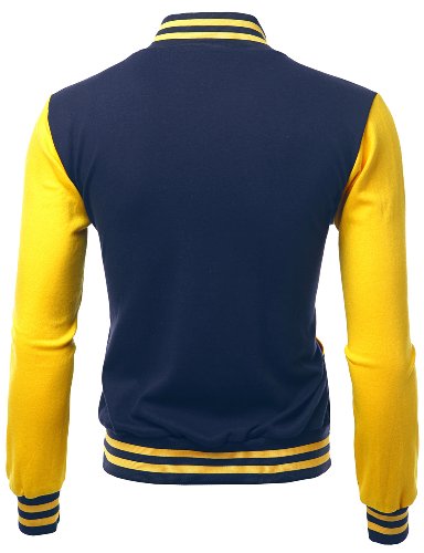 Men's Stylish Color Contrast Long Sleeves Varsity Jacket2