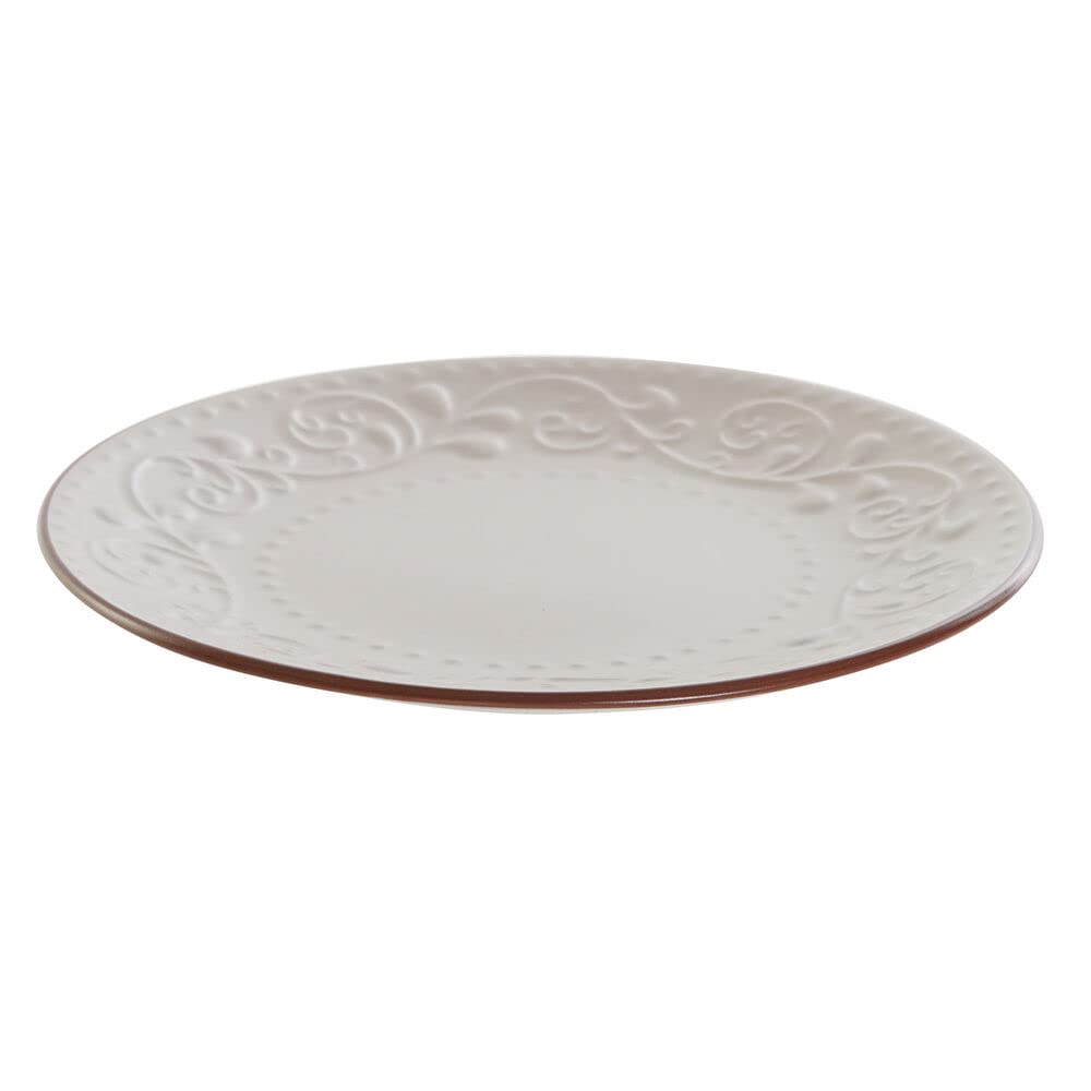 DKD Home Decor Dinner Plate Beige Brown Stoneware (21 x 21 x 2.5 cm) (Reference: S3025988)