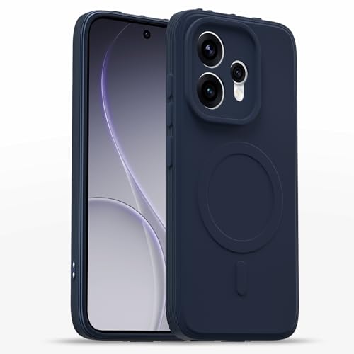 Image of Outlouders Back Cover for Oppo Reno 15 5G Soft Matte Silicone Cover with Slim Fit | Mag-Safe Logo (Not Mag-Safe Compatible) | Shockproof | Camera Protection Bumper Case (Blue)