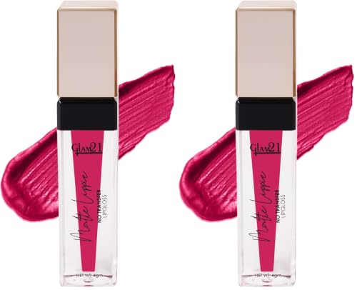 Image of Glam21 Matte Lippie No Transfer Lip Gloss | Lightweight and comfortable| Creamy Matte Formula - 4 gm | Summer Cocktail-15 (Pack of 2)