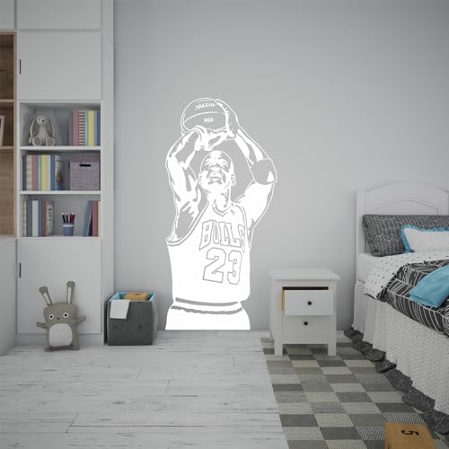 VINÍLATE pegatinas de pared jugador baloncesto Jordan | Blanco | 20x60 cm