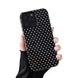 Sayoaho Compatible with iPhone 14 Pro Max Case, Fashion Cute Polka Dot Pattern Aesthetic Design for Women, Soft TPU and Hard Back Shockproof Phone Case for iPhone 14 Pro Max 6.7 inch, Black