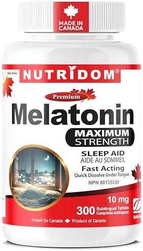 Nutridom Melatonin 10 mg – Fast-Acting Mint Sublingual Tablets | Sleep Support Supplement | Vegan, Non-GMO, Gluten-Free | 300 Tablets | 300-Day Supply
